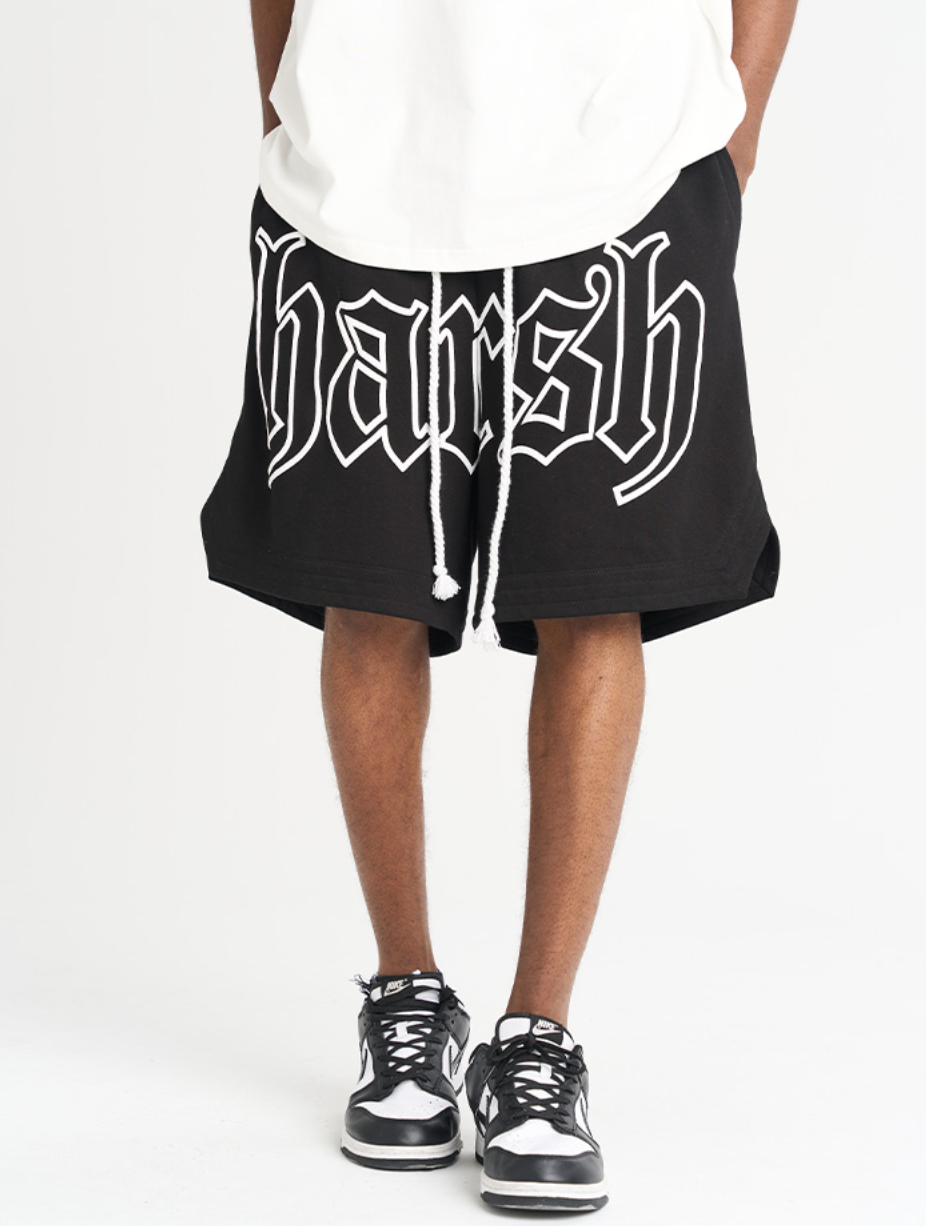 Harsh and Cruel Foam Print Logo Basketball Shorts