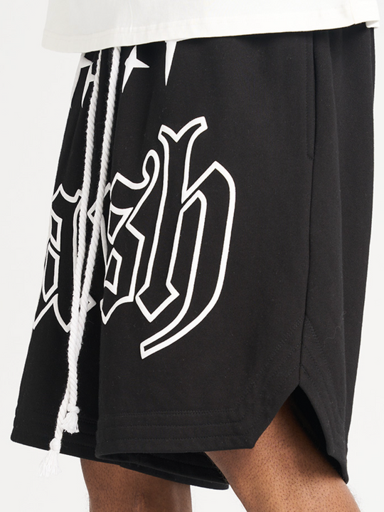 Harsh and Cruel Foam Print Logo Basketball Shorts