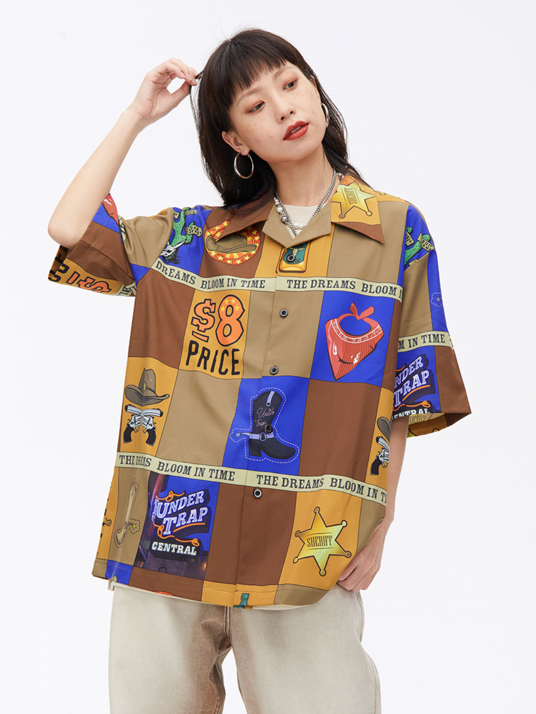 Retro Printing Short Sleeved Shirt