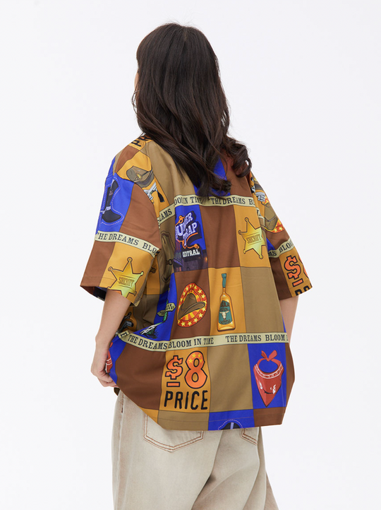 Retro Printing Short Sleeved Shirt