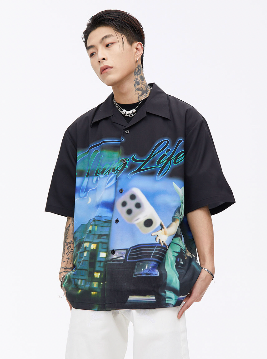 Thug Life Print Short Sleeved Shirt