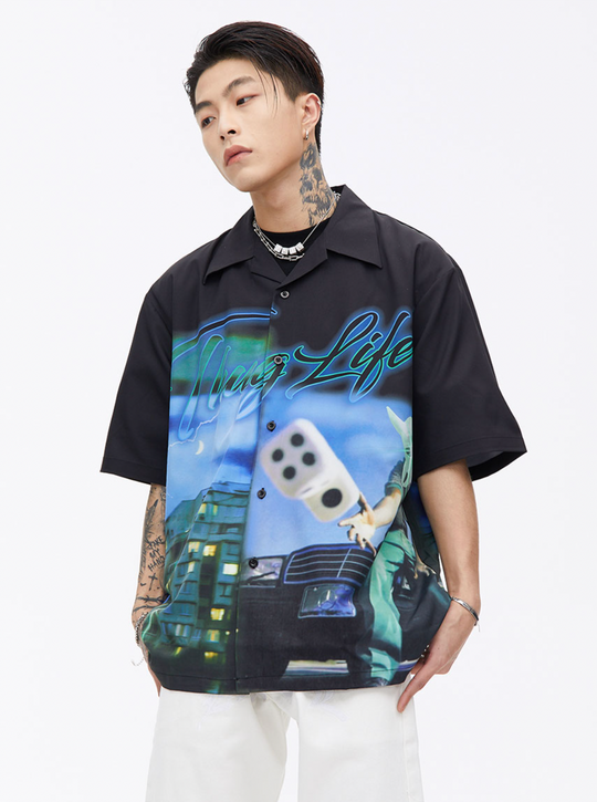 Thug Life Print Short Sleeved Shirt