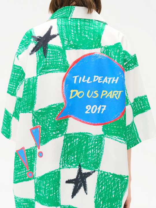 Harsh and Cruel Checkerboard Star Print Cuban Shirt