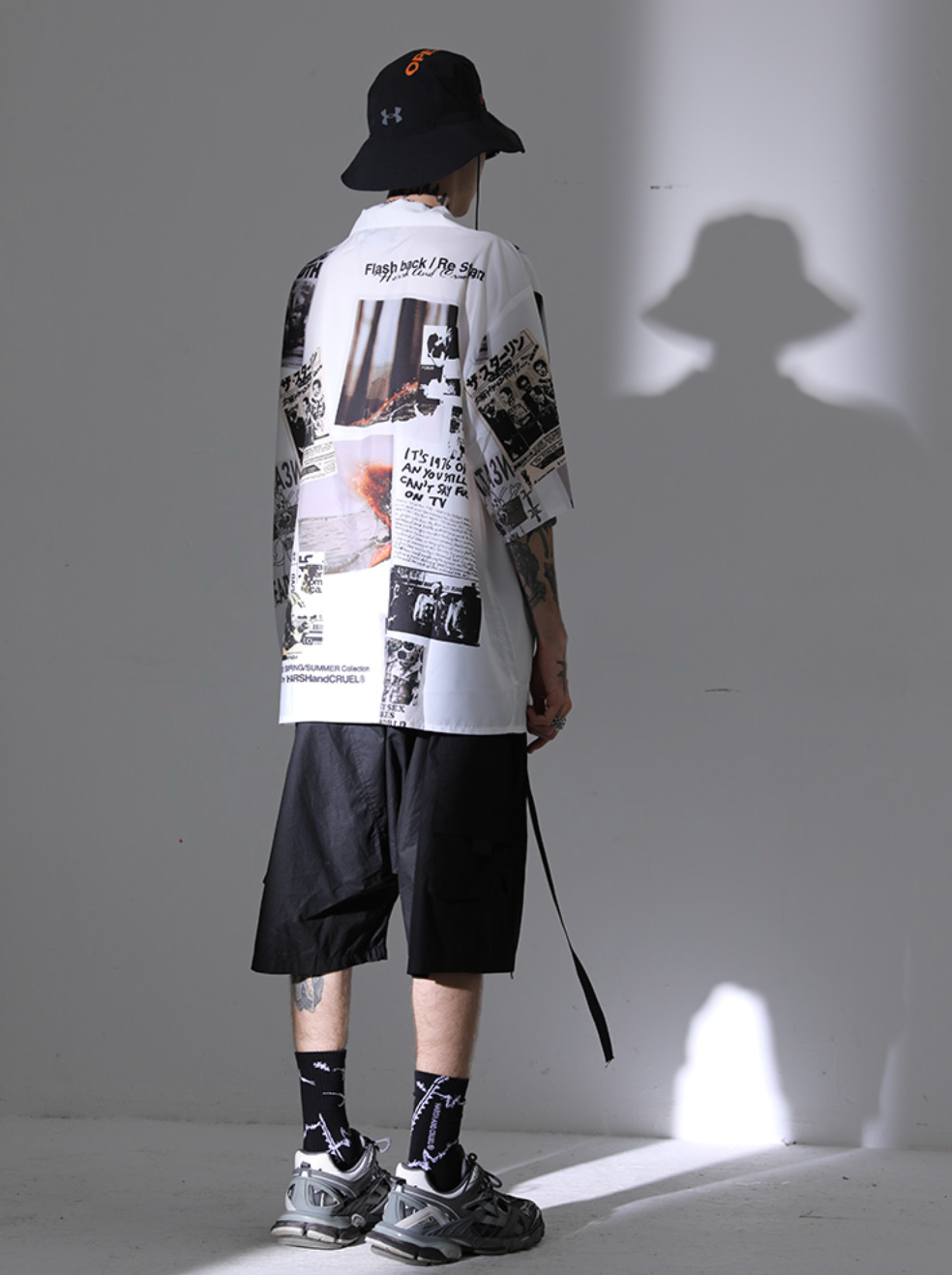 Harsh and Cruel Vintage Newspaper Print Cuban Shirt