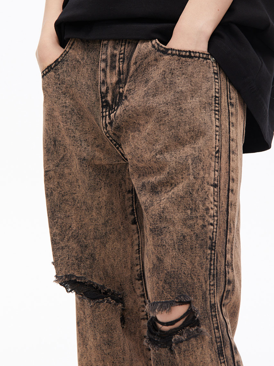 Washed Hole Vintage Denim Jeans