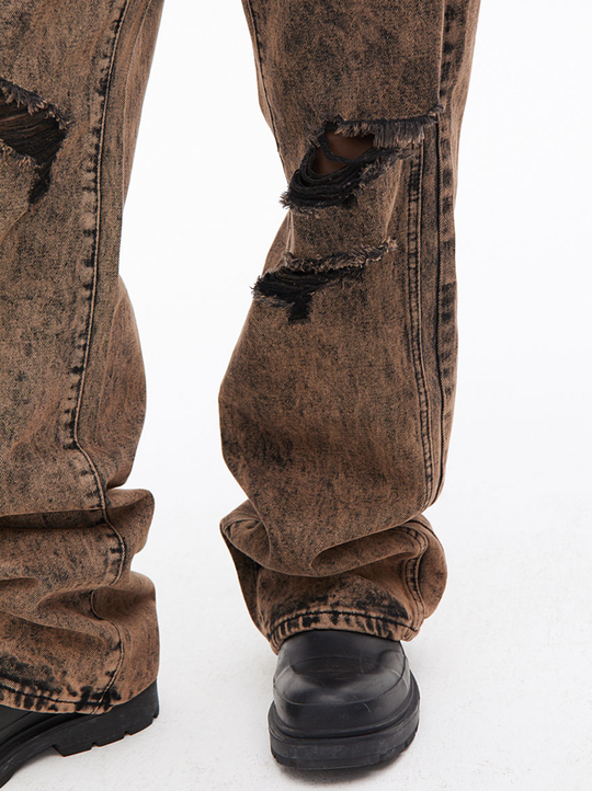 Washed Hole Vintage Denim Jeans