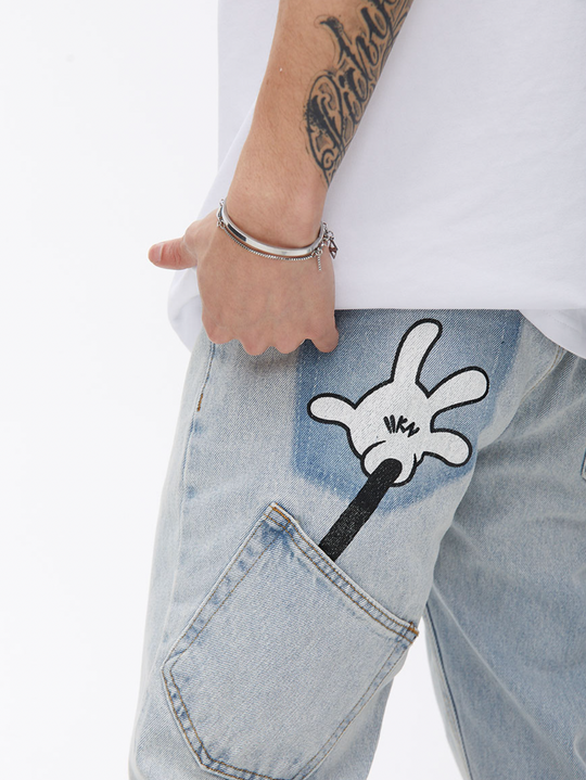 Printing Washed Denim Jeans