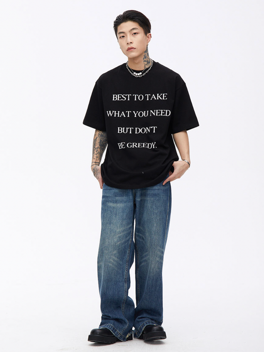 Elastic Waist Washed Denim Jeans