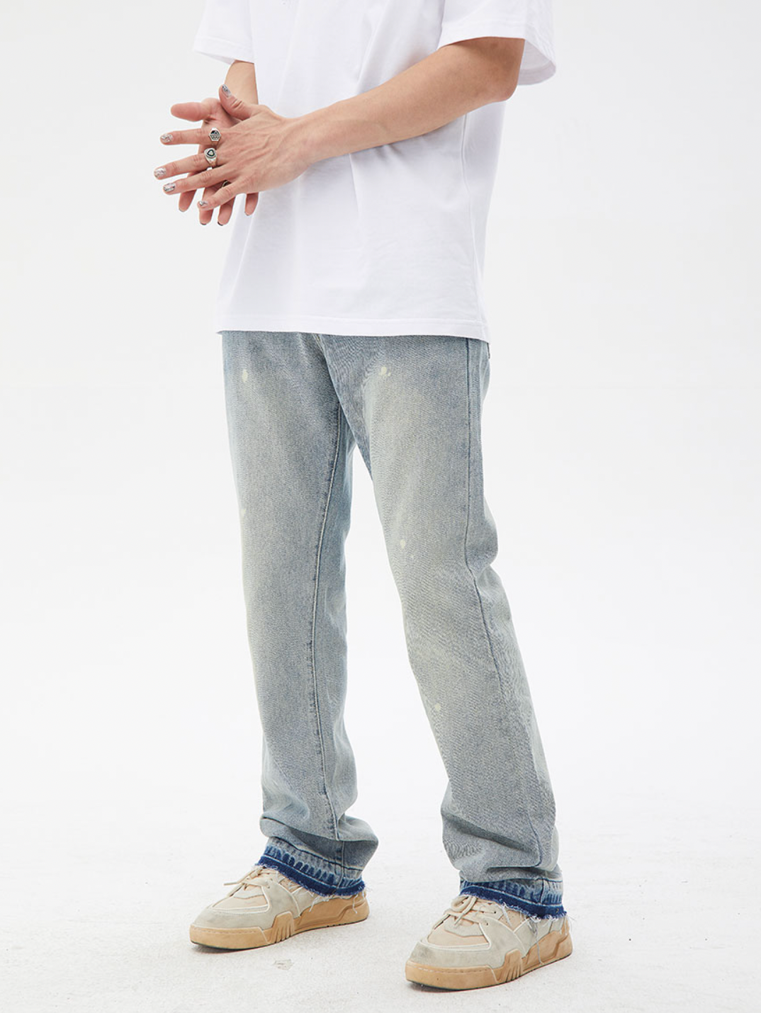 Splash Loose Micro Flare Denim Jeans