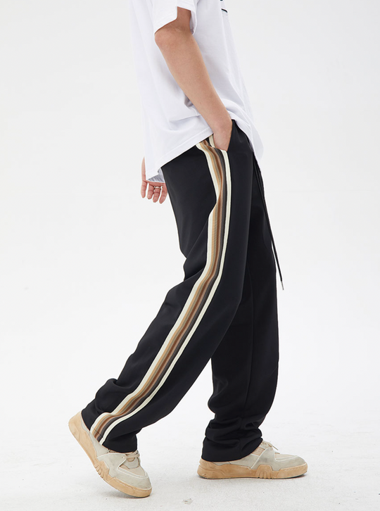 Color Blocked Striped Drawstring Track Sweatpants