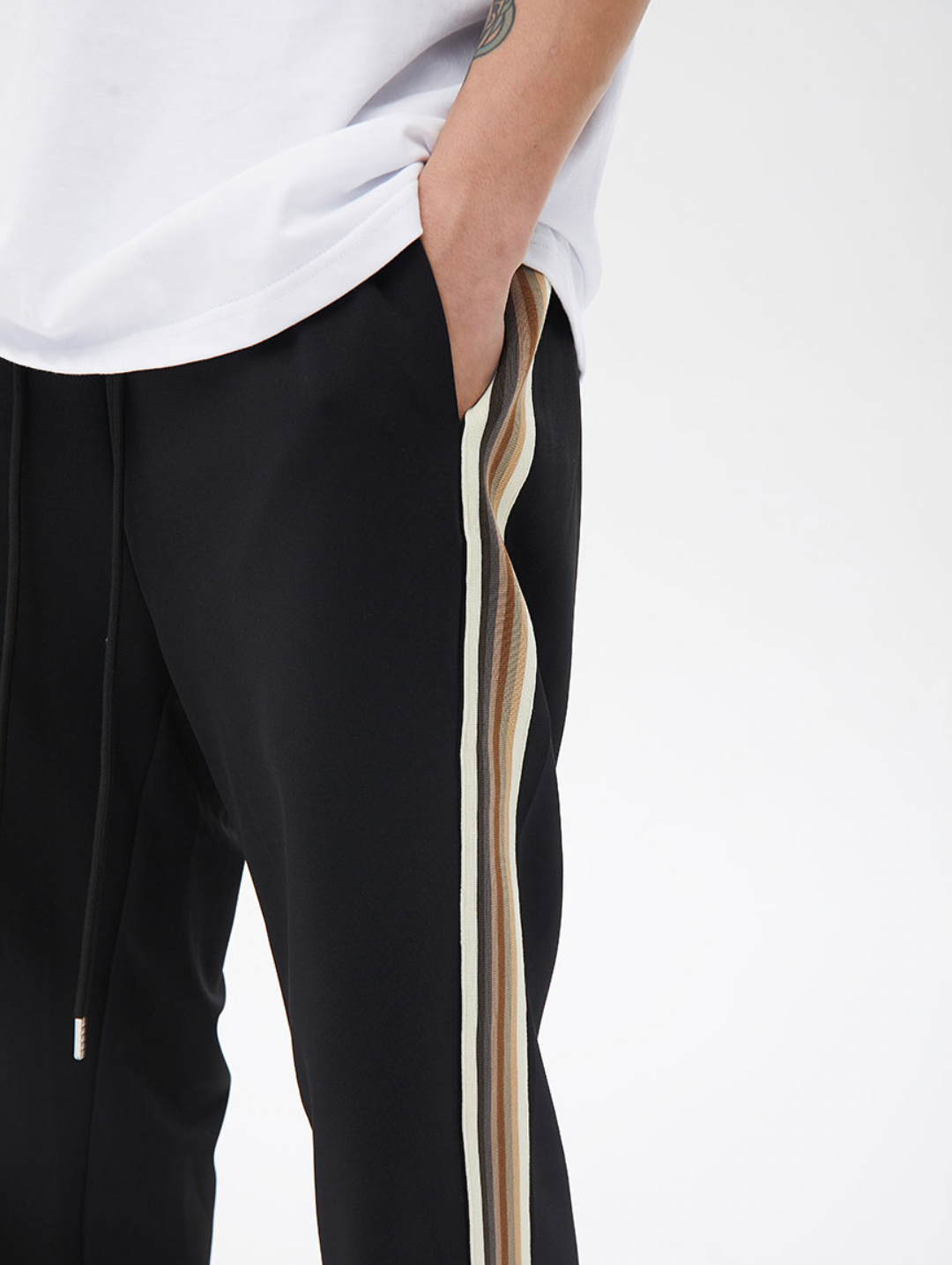 Color Blocked Striped Drawstring Track Sweatpants