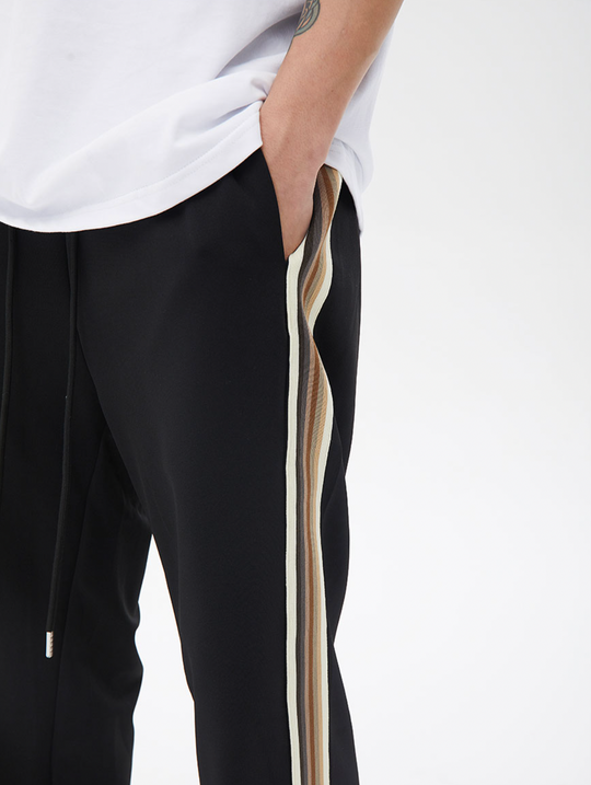 Color Blocked Striped Drawstring Track Sweatpants
