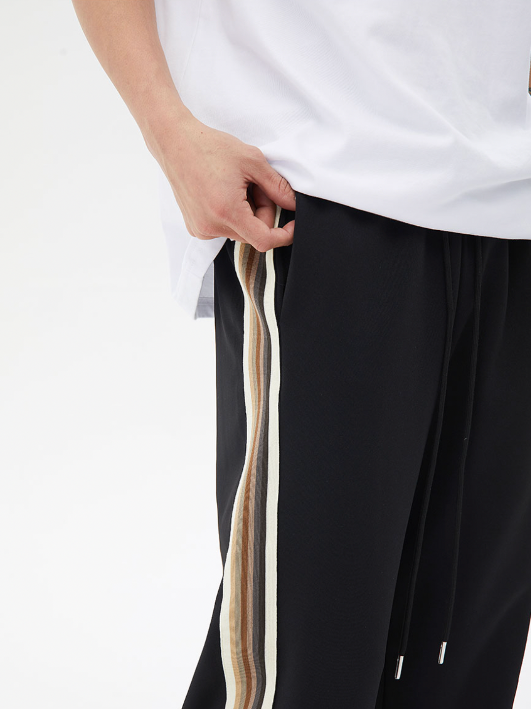 Color Blocked Striped Drawstring Track Sweatpants