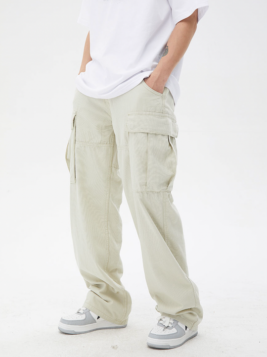 Multi Pocket Washed Work Cargo Pants