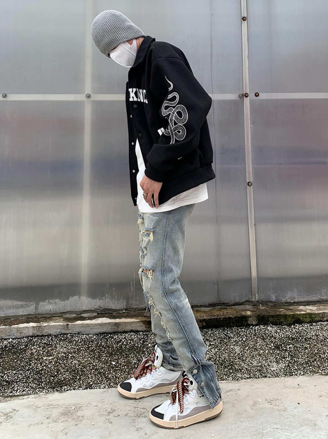 Knock Knock Embroidered Varsity Jacket