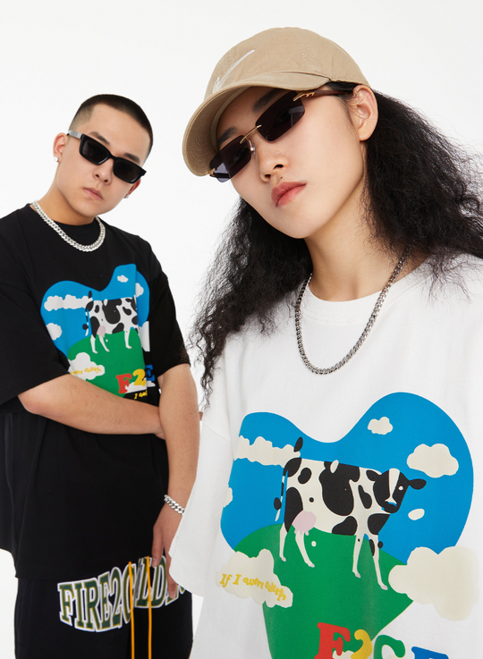 F2CE Love Heart Cows Printed Tee