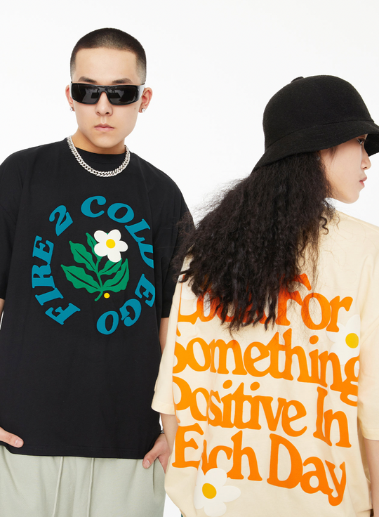 F2CE Foam Print Letters Flower Tee