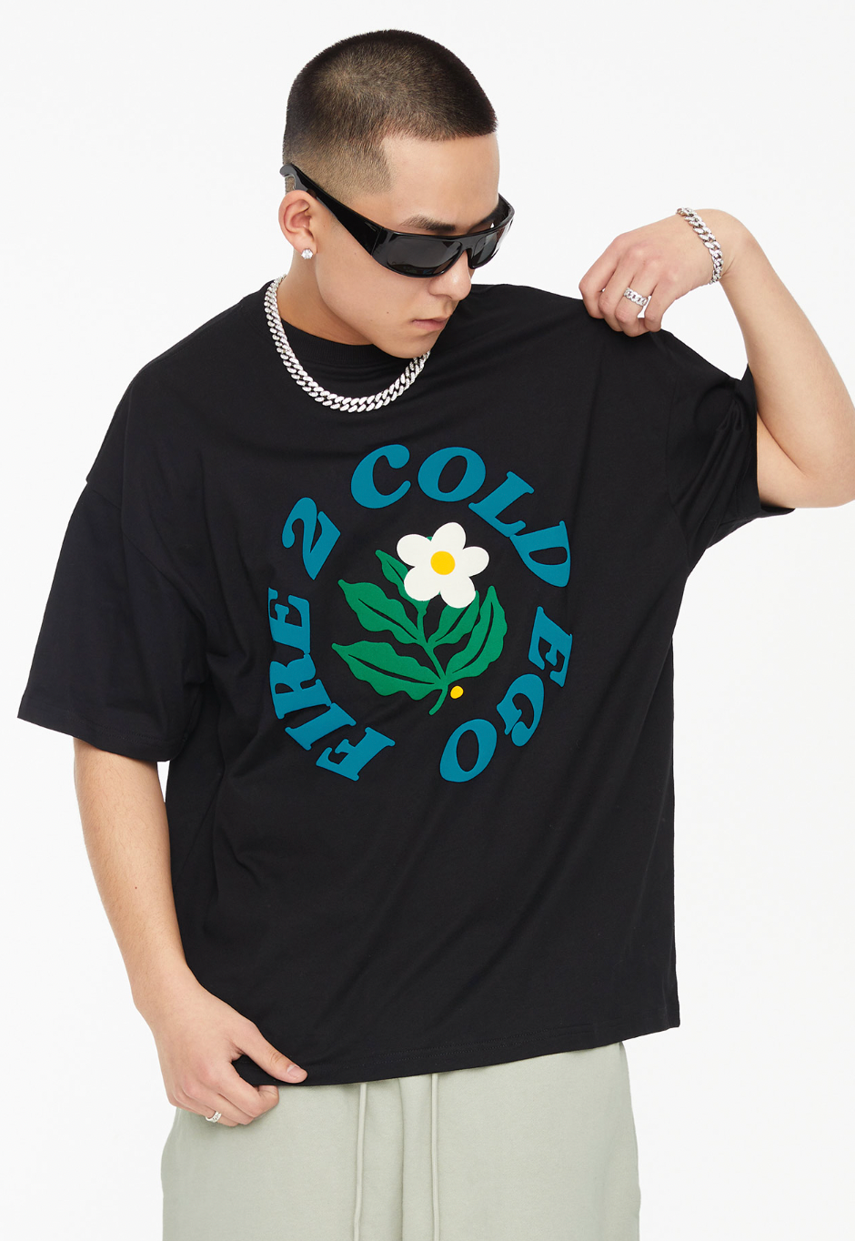 F2CE Foam Print Letters Flower Tee