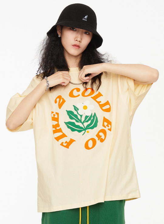 F2CE Foam Print Letters Flower Tee