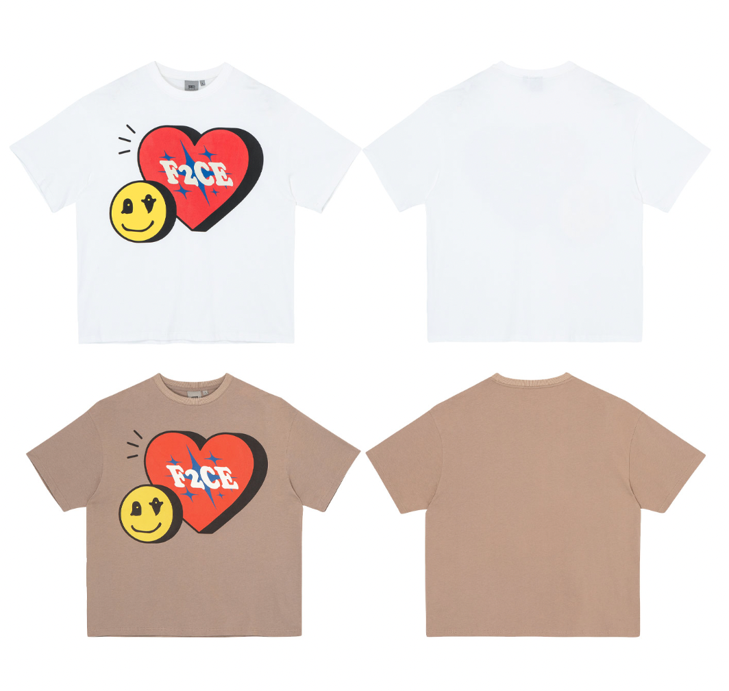 F2CE Love Heart Smiley Face Print Tee