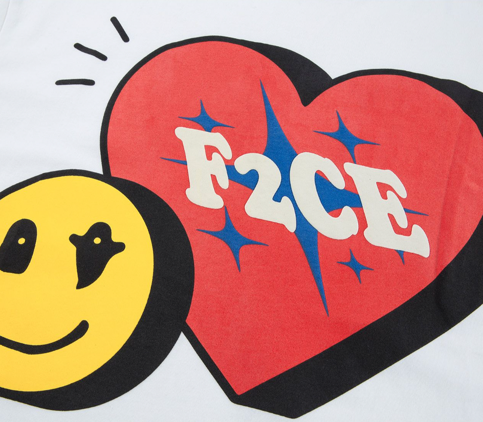F2CE Love Heart Smiley Face Print Tee