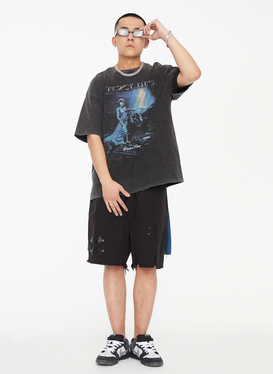 F2CE Old Retro Print Vintage washed Tee