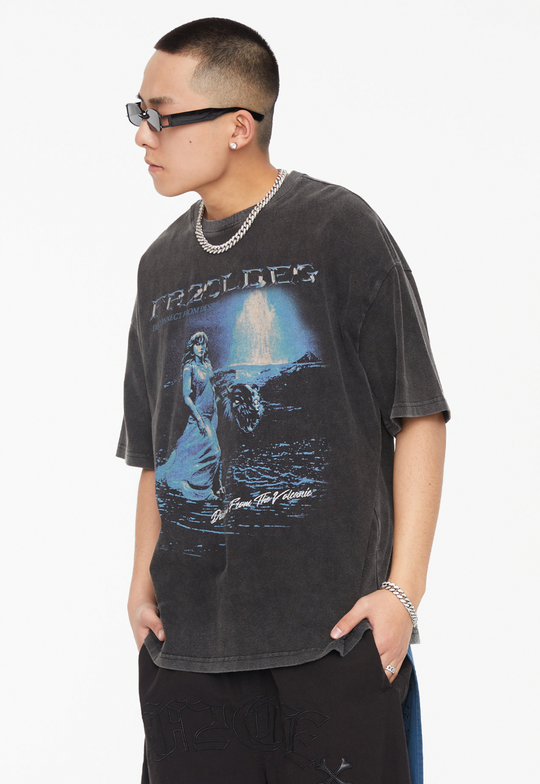 F2CE Old Retro Print Vintage washed Tee