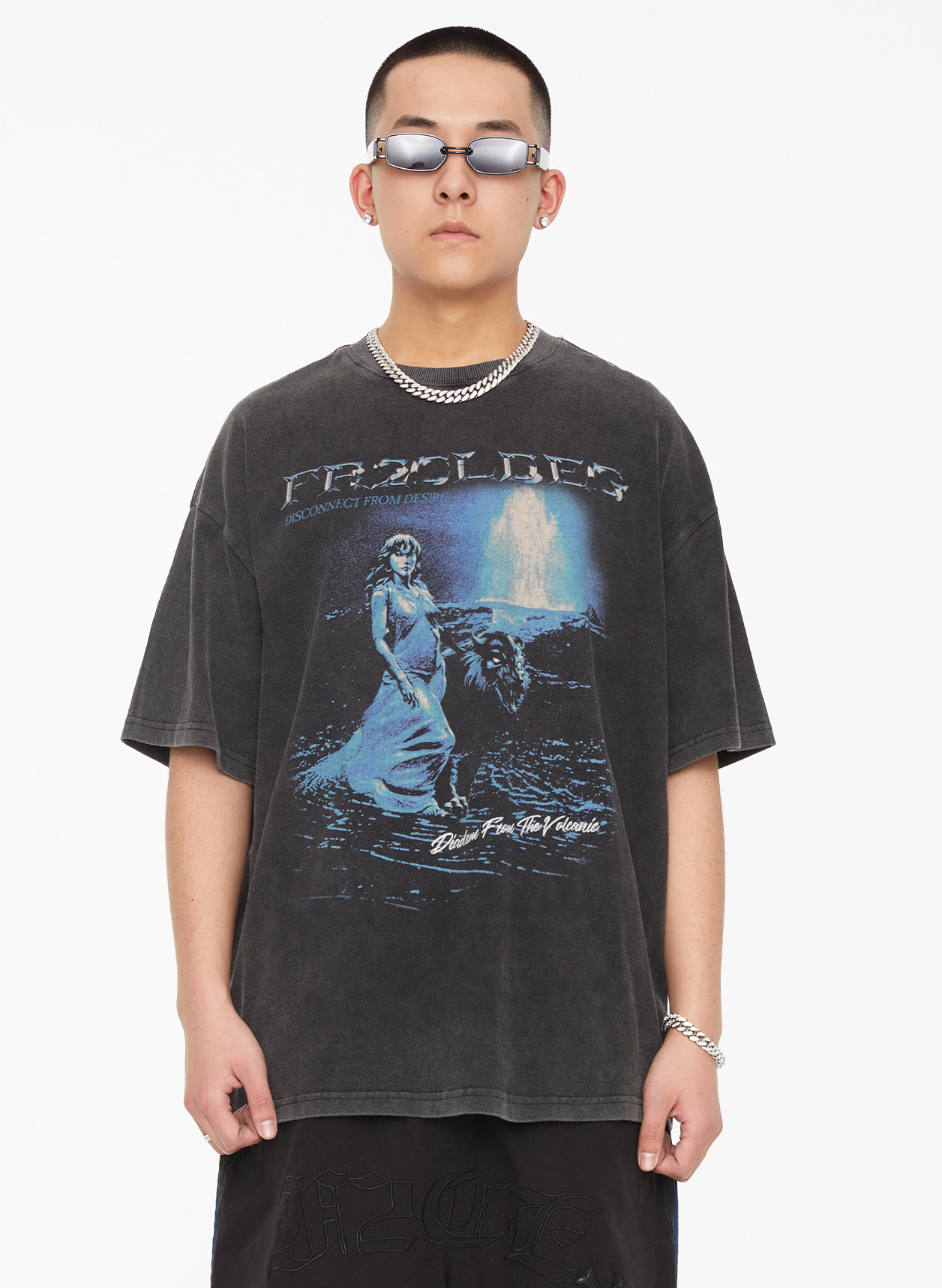 F2CE Old Retro Print Vintage washed Tee