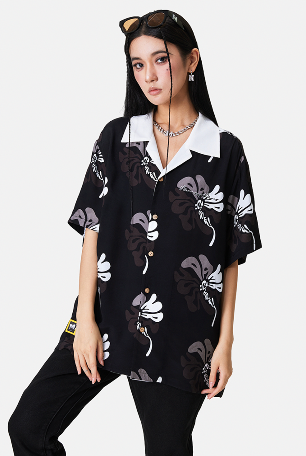 MEDM Lapel Color Short Sleeved Hawaiian Shirt