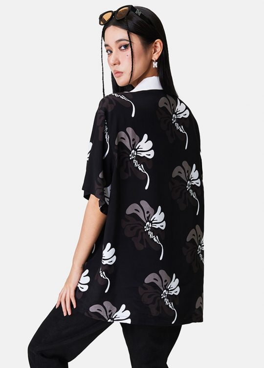 MEDM Lapel Color Short Sleeved Hawaiian Shirt