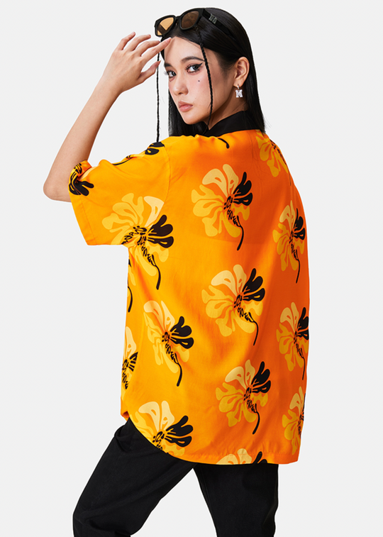 MEDM Lapel Color Short Sleeved Hawaiian Shirt