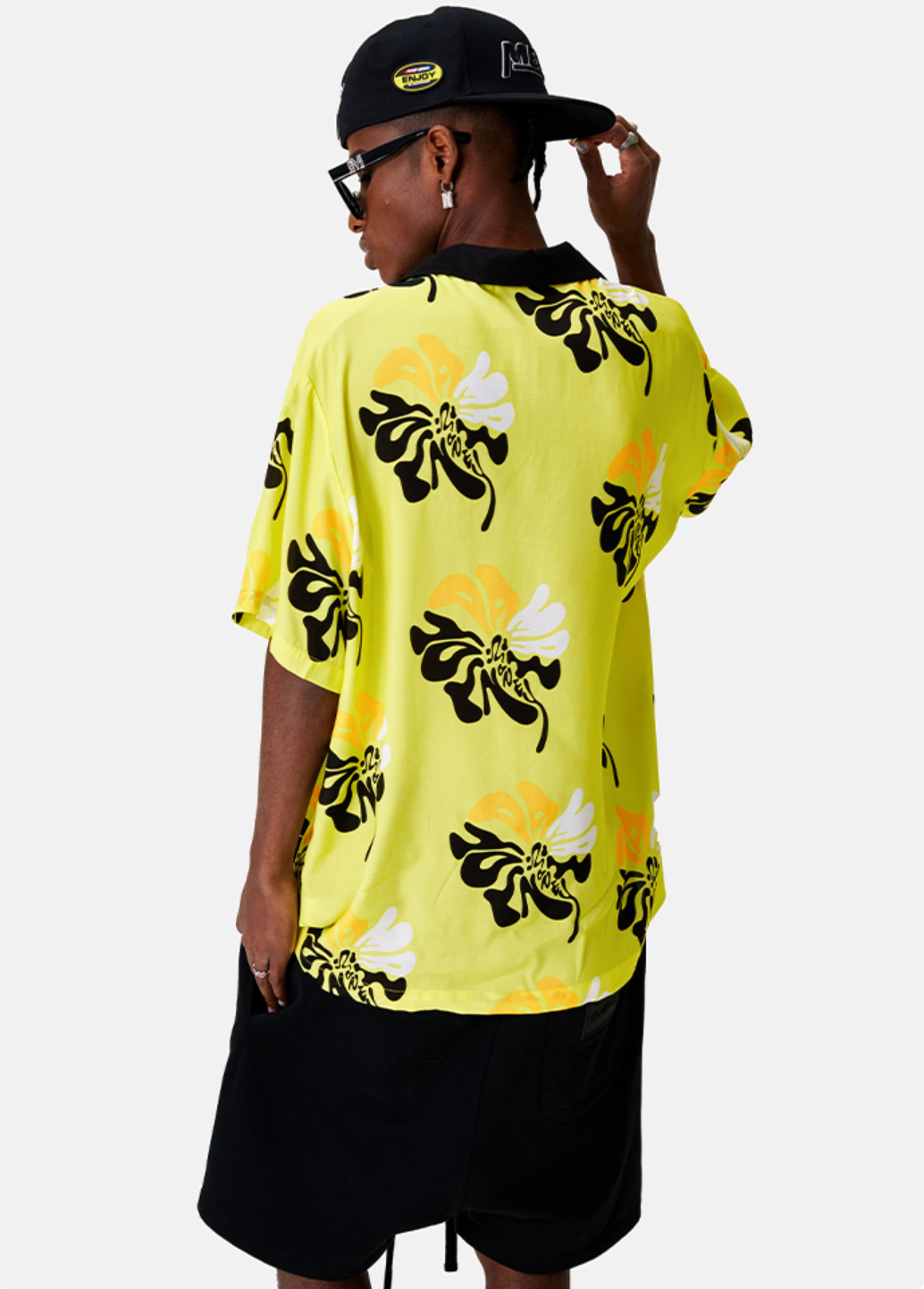 MEDM Lapel Color Short Sleeved Hawaiian Shirt