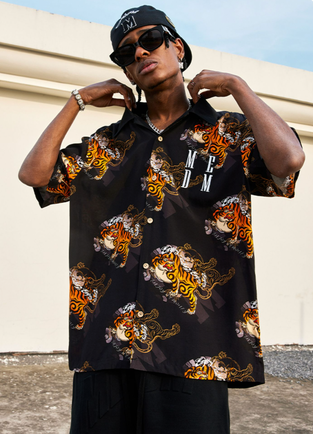 MEDM Tiger Full Printed Short Sleeved Hawaiian Shirt