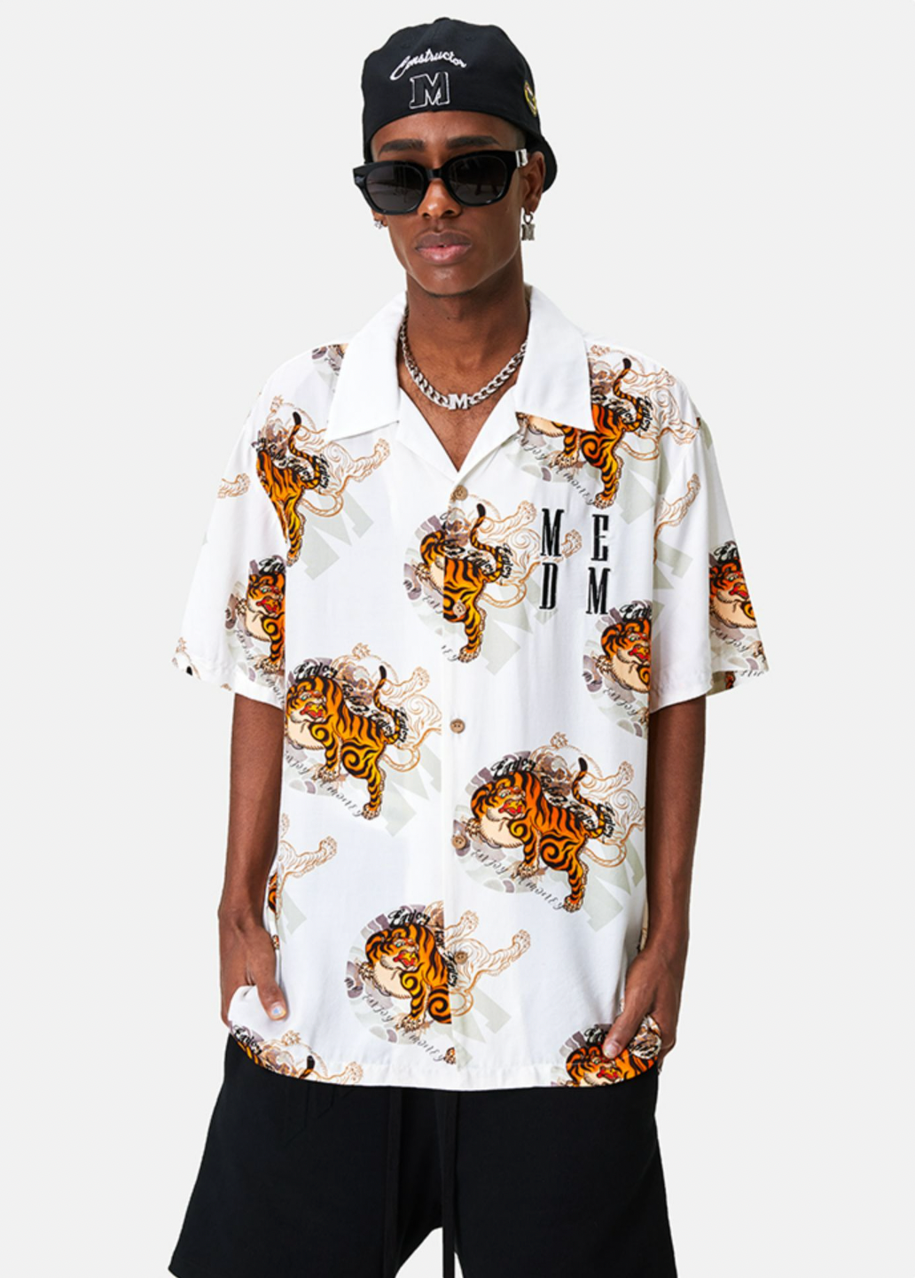 MEDM Tiger Full Printed Short Sleeved Hawaiian Shirt