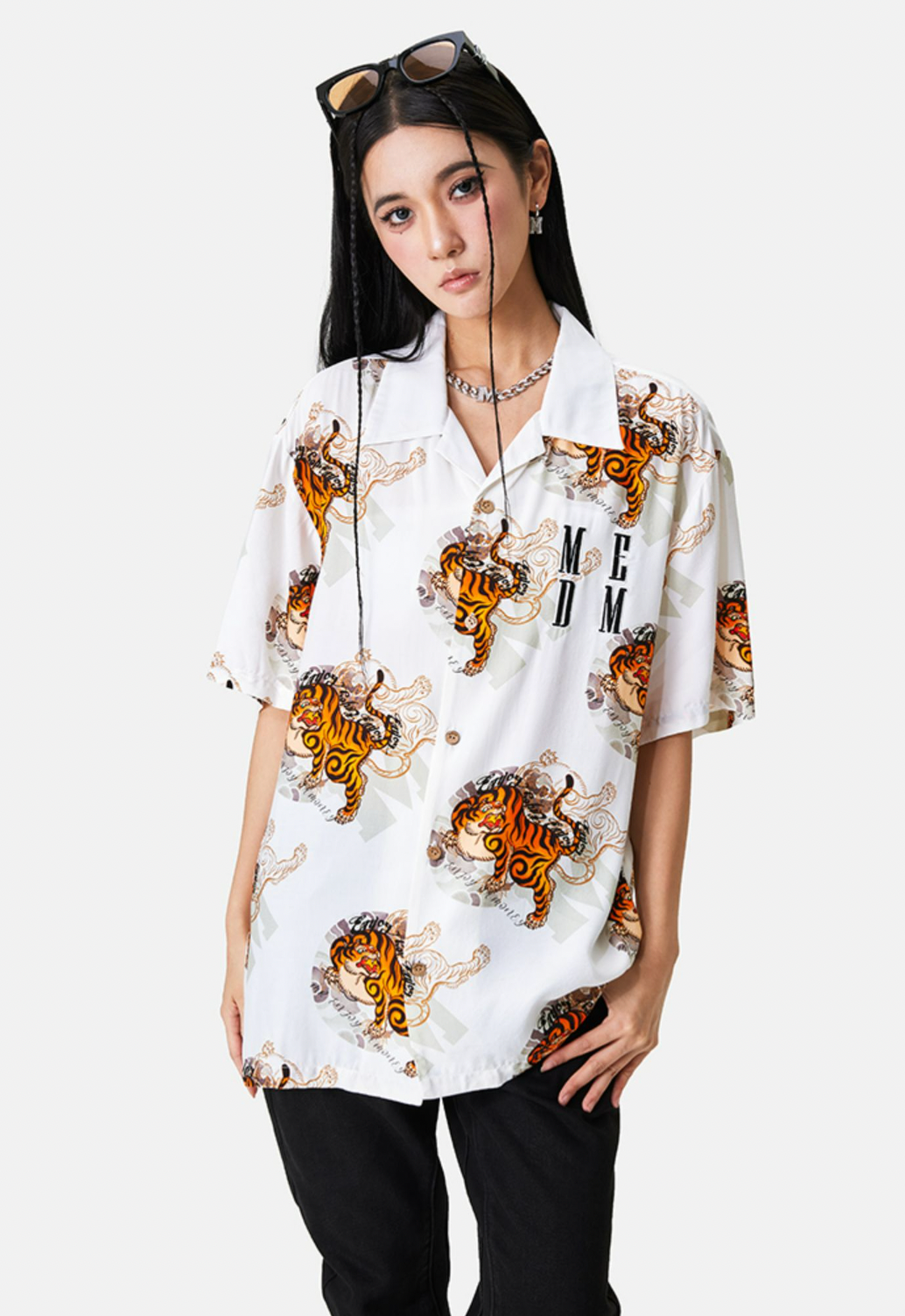 MEDM Tiger Full Printed Short Sleeved Hawaiian Shirt