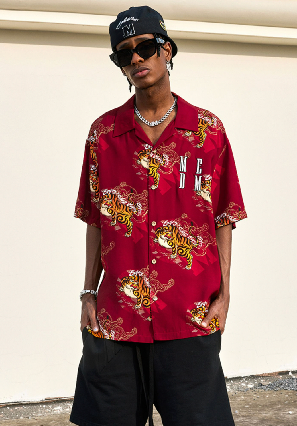 MEDM Tiger Full Printed Short Sleeved Hawaiian Shirt