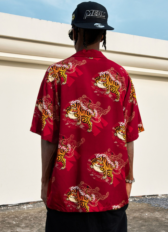 MEDM Tiger Full Printed Short Sleeved Hawaiian Shirt