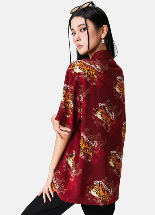 MEDM Tiger Full Printed Short Sleeved Hawaiian Shirt