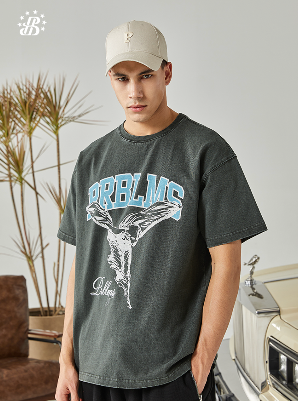 PRBLMS Flying Goddess LOGO Print Washed Tee