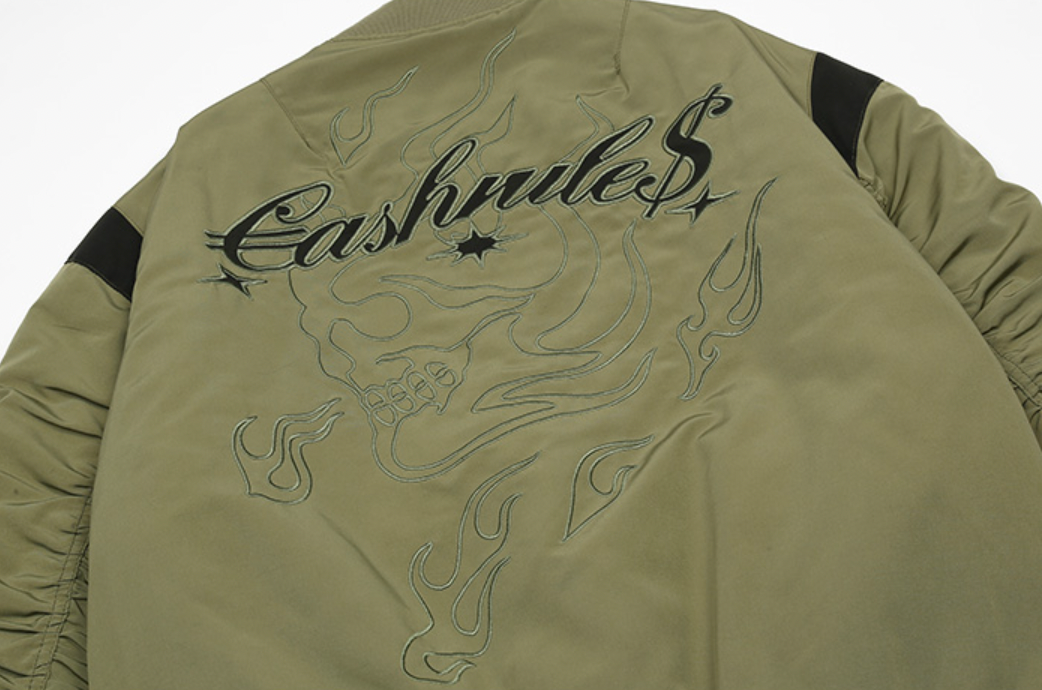 CashRules Skull Embroidery Air Force Pilot Jacket