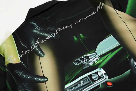 Cashrules Gangster Sports Car Print Short Sleeved Cuban Shirt