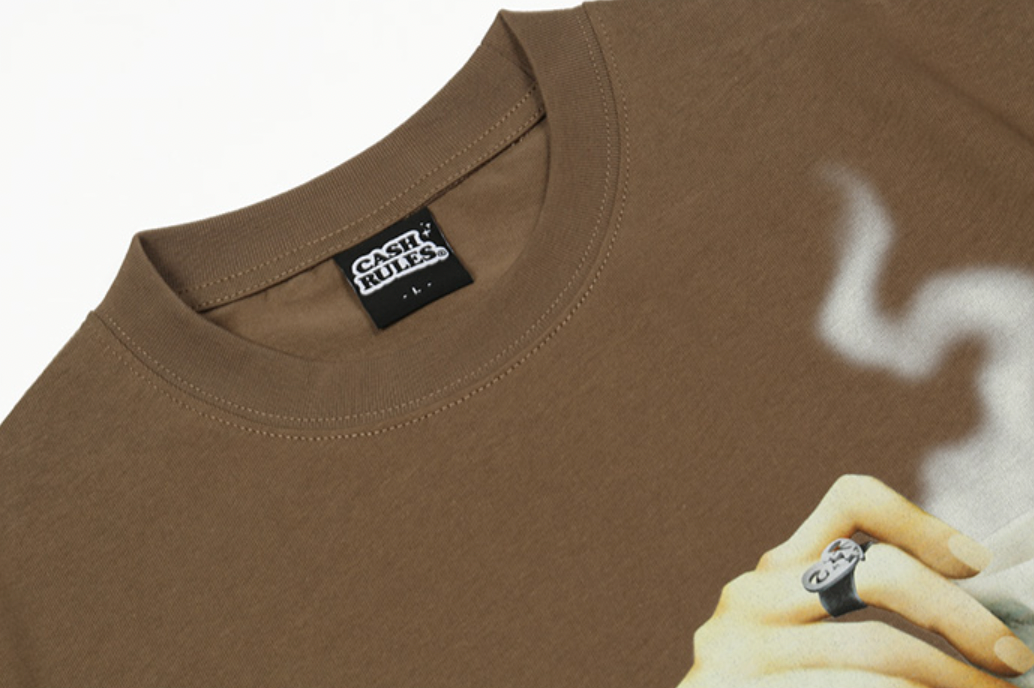 Cashrules Patch Pocket Skull Coffee Cup Printing Tee