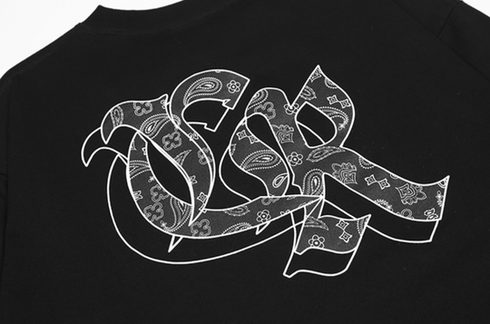 Cashrules Paisley Logo Print Long Sleeved Tee