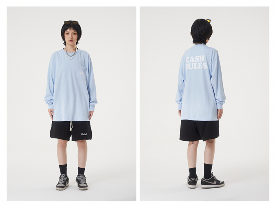 Cashrules Pocket Logo Print Long Sleeved Tee