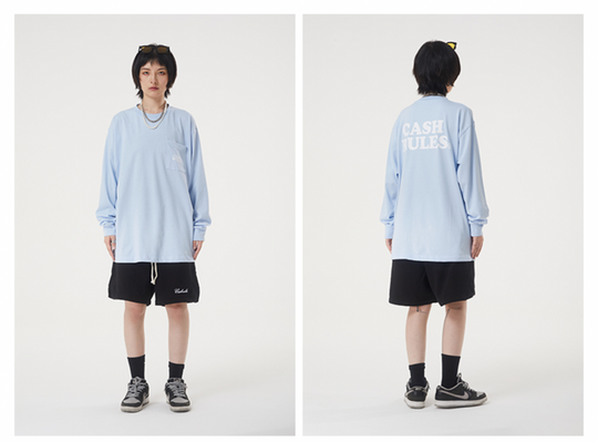 Cashrules Pocket Logo Print Long Sleeved Tee