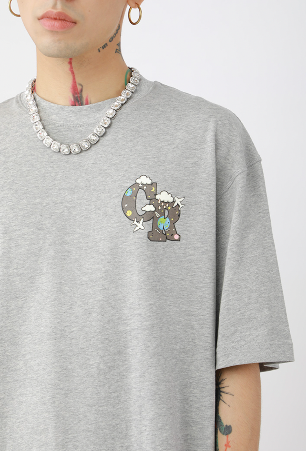 Cashrules Clouds Small Plane Print Tee