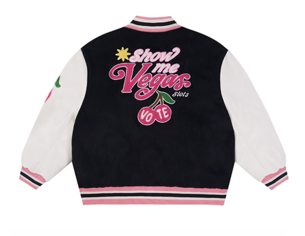 VOTE Patch Embroidered Cherry Varsity Jacket