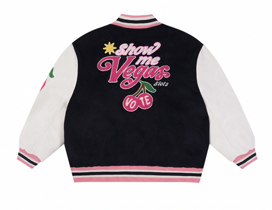 VOTE Patch Embroidered Cherry Varsity Jacket