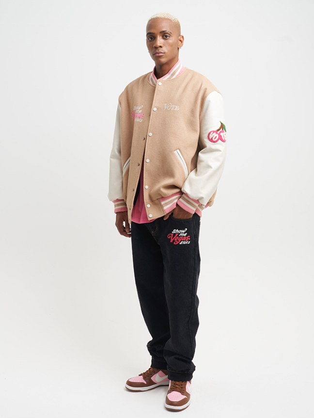 VOTE Patch Embroidered Cherry Varsity Jacket