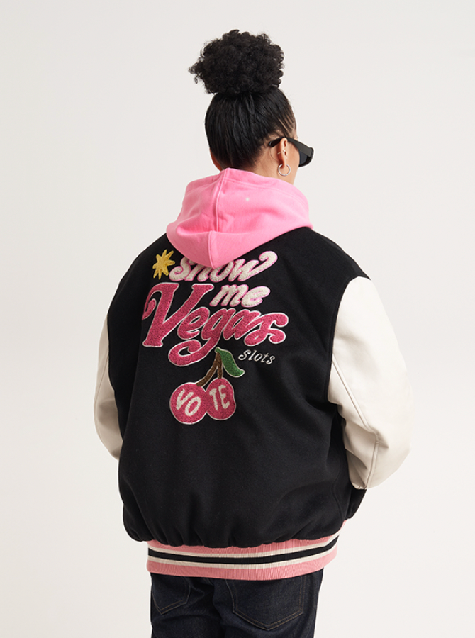 VOTE Patch Embroidered Cherry Varsity Jacket